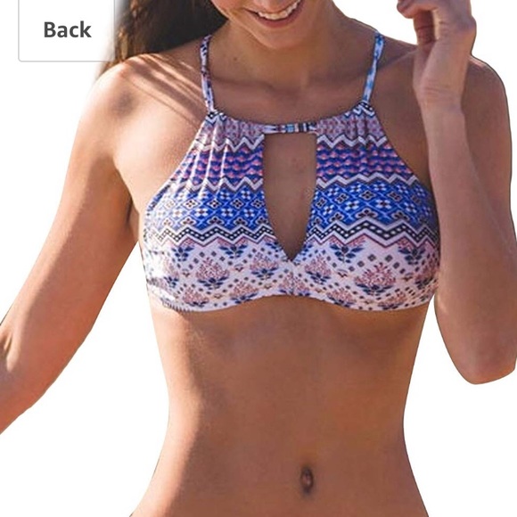 Fanala Cross Strap Lace Up Print Bikini Top - Picture 1 of 5